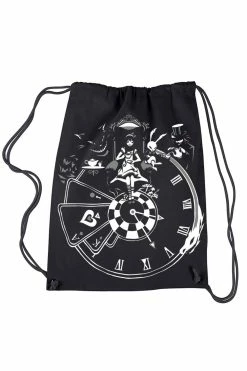 VampireFreaks Alice In Wonderland Clock Bag [Multiple Styles Available] -AKUMU INK shop drawstring backpack 287ea8c3 1534 475b b22d b11b62816f13