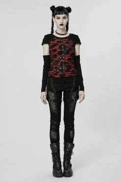 PUNK RAVE Barbie Blood Top Set [BLACK/RED] -AKUMU INK shop emo grunge shirt for women
