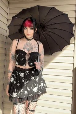 VampireFreaks Batwing Pagoda Umbrella [MIDNIGHT BLACK] -AKUMU INK shop emo umbrella