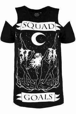 RESTYLE Squad Goals Cold Shoulder T-Shirt -AKUMU INK shop eng pl Black witches cold shoulder T shirt Squad Goals 1842 1