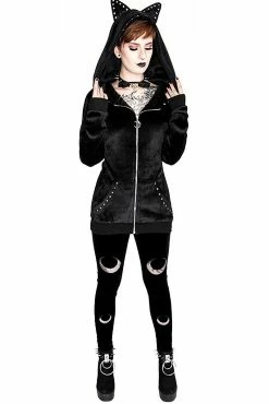 RESTYLE Double Crescent Velvet Leggings -AKUMU INK shop eng pl DOUBLE CRESCENT VELVET LEGGINGS gothic black leggings 1975 3