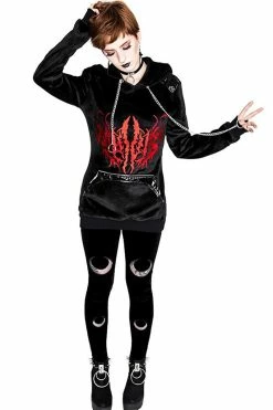 RESTYLE Double Crescent Velvet Leggings -AKUMU INK shop eng pl DOUBLE CRESCENT VELVET LEGGINGS gothic black leggings 1975 4