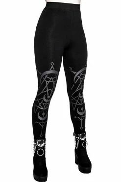 RESTYLE Twin Moon Leggings -AKUMU INK shop eng pl TWIN MOON Gothic LEGGINGS with moon print 1974 2copy