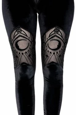 RESTYLE Velvet Moon Flocking Leggings -AKUMU INK shop eng pl Velvet Mesh Leggings Cathedral crescent moons 2178 2