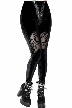 RESTYLE Velvet Moon Flocking Leggings -AKUMU INK shop eng pl Velvet Mesh Leggings Cathedral crescent moons 2178 6
