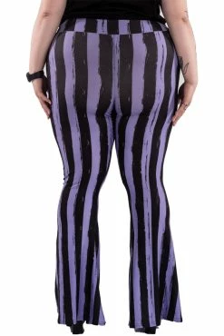 Too Fast Distressed Striped Hellz Bellz Bell Bottoms [BLACK/PURPLE] -AKUMU INK shop fbhthntrj