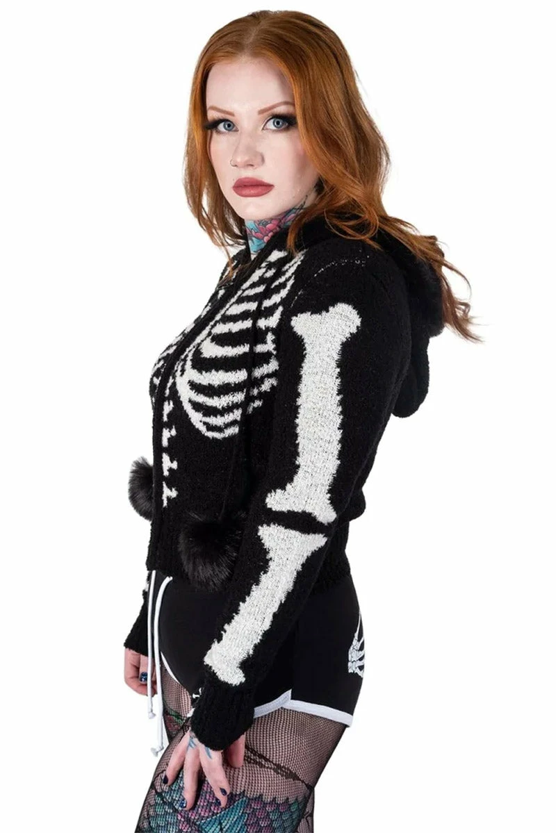 Too Fast Bony Skeleton Cardigan Zip Up Sweater 6 Too Fast Bony Skeleton Cardigan Zip Up Sweater - Image 4