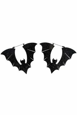 Too Fast Black Glitter Halloween Bat Earrings -AKUMU INK shop fdsgsgfdgd