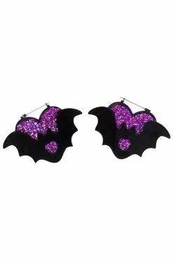 Too Fast Purple Heart Bat Hoop Earrings -AKUMU INK shop fdszfsfsfs