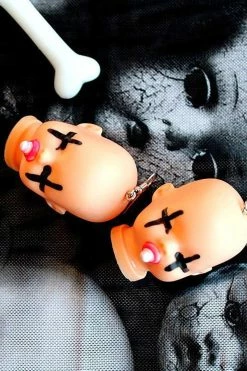 Tentacle Vomit Beheaded Baby Doll Head Earrings -AKUMU INK shop fghgf