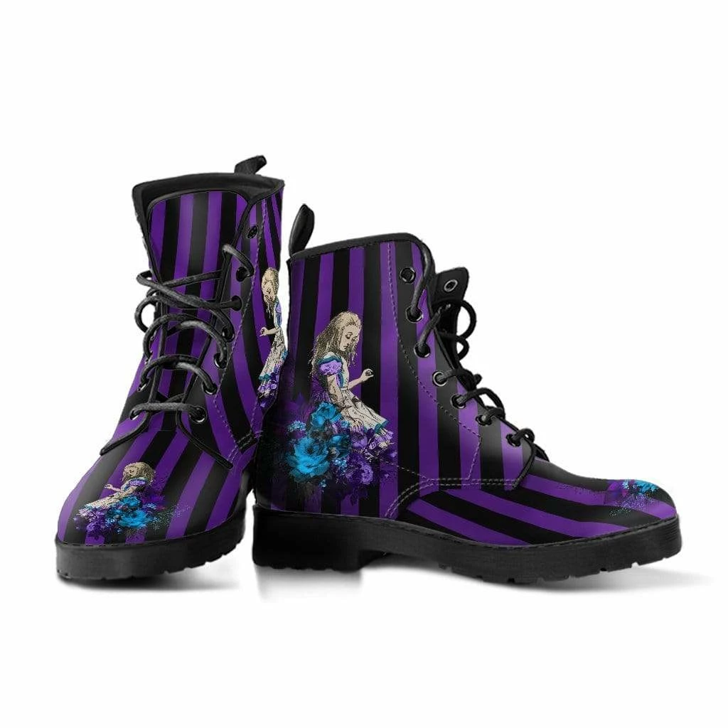 Gallery Serpentine Alice In Wonderland Purple Stripe Boots, FREE Shipping 4 Gallery Serpentine Alice In Wonderland Purple Stripe Boots, FREE Shipping - Image 2