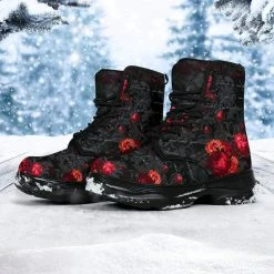 Gallery Serpentine Red Roses French Script Chunky Boots, FREE Shipping -AKUMU INK shop front 4 1024x1024 2x 35a681eb 69cf 41f1 862b 86913bfde7b3