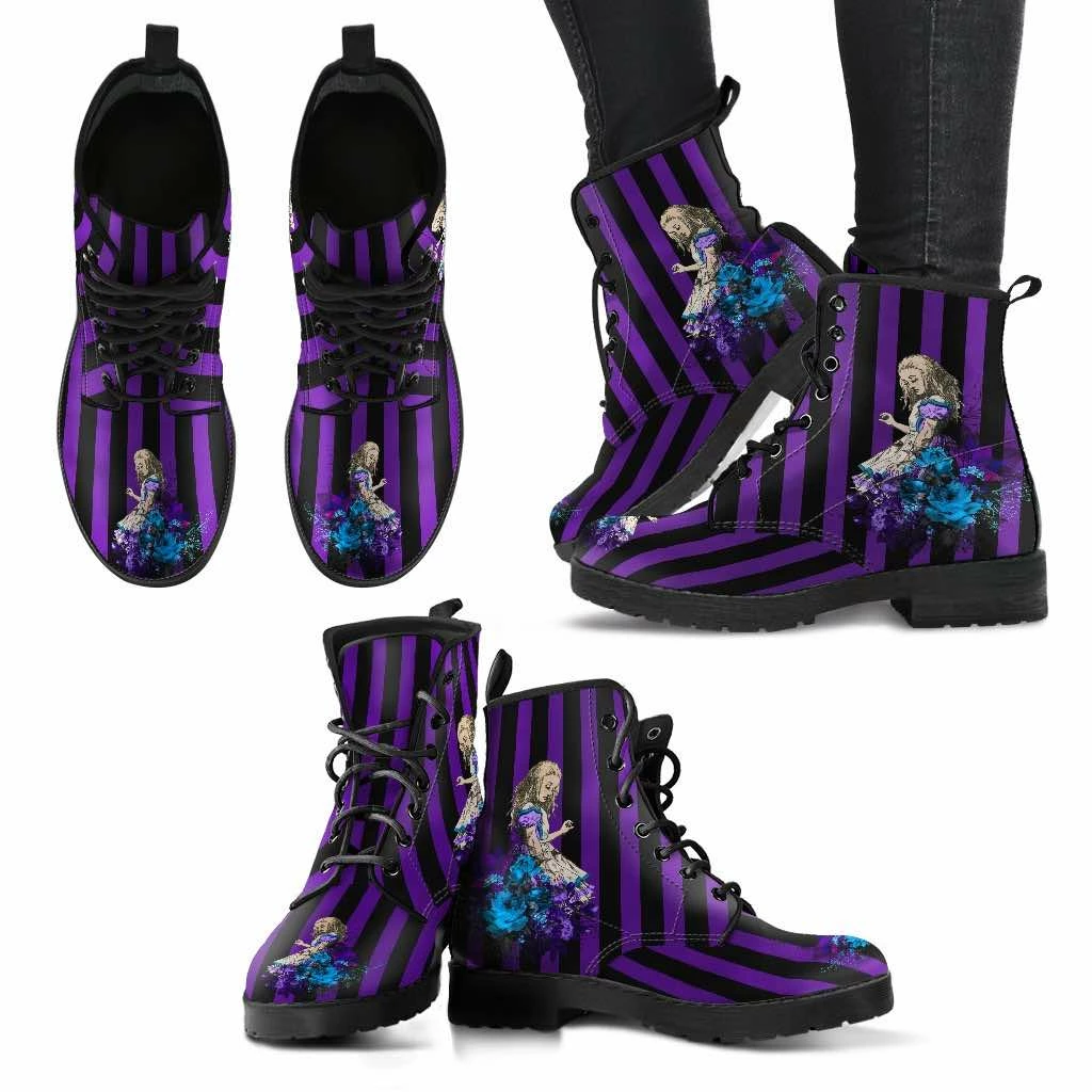 Gallery Serpentine Alice In Wonderland Purple Stripe Boots, FREE Shipping 7 Gallery Serpentine Alice In Wonderland Purple Stripe Boots, FREE Shipping - Image 5