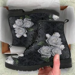 Gallery Serpentine Gothic White Roses Vegan Boots, FREE Shipping -AKUMU INK shop front 5 1024x1024 2x 2250aa2a 7b37 4645 9dc2 b5a8649c2ac1