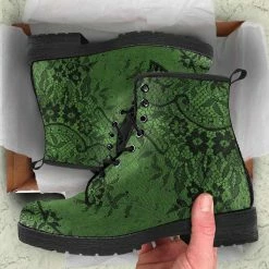 Gallery Serpentine Green Black Lace, Vegan Boots, FREE Shipping -AKUMU INK shop front 5 1024x1024 2x 5322a232 da8f 46e7 82d8 7d3bf261b0ab