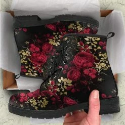 Gallery Serpentine Red Roses Vegan Boots, FREE Shipping