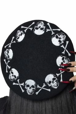 Kreepsville Skulls And Bones Beret Hat