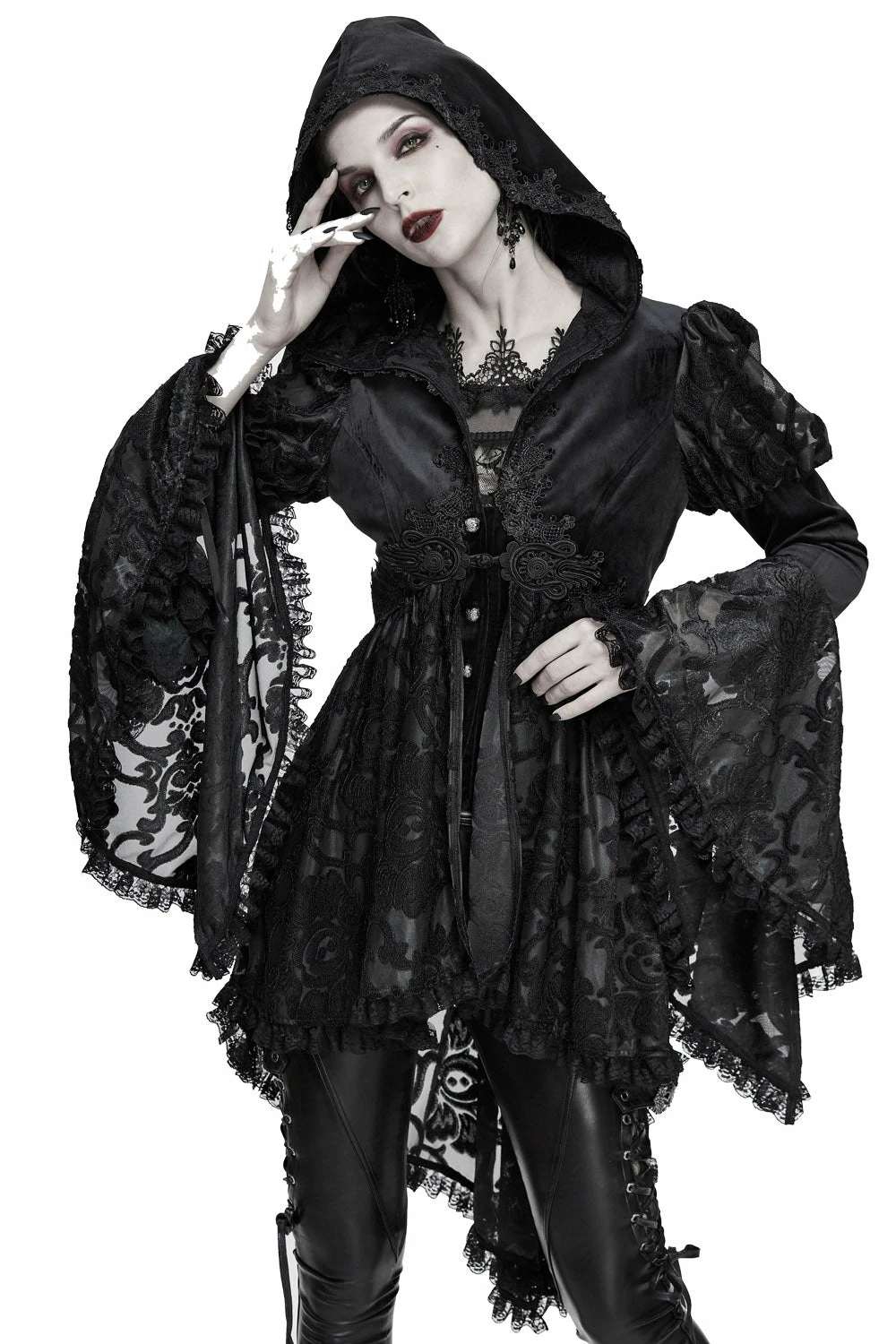 DEVIL FASHION Witcheress Floral Lace Tailcoat 4 DEVIL FASHION Witcheress Floral Lace Tailcoat - Image 2