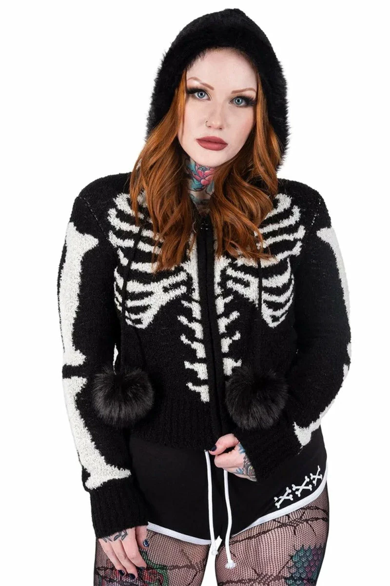 Too Fast Bony Skeleton Cardigan Zip Up Sweater 5 Too Fast Bony Skeleton Cardigan Zip Up Sweater - Image 3