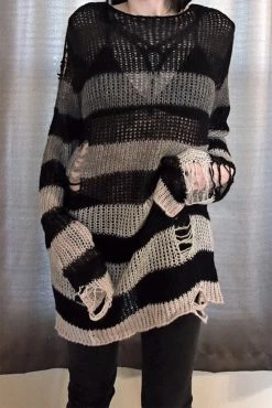 Catalyst Gradient Gray Striped Distressed Sweater 11 Catalyst Gradient Gray Striped Distressed Sweater -AKUMU INK shop fsdgdsdfgcopy