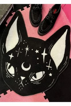 Too Fast Loll3 Black Cat Accent Rug