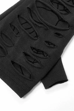 PUNK RAVE Cut Up Grunge Gloves [BLACK] -AKUMU INK shop gbdtghhrr