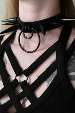 KILLSTAR Synchro Spike Choker [MATTE BLACK] -AKUMU INK shop gdfgdfgfd