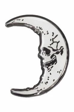 Kreepsville Skull Crescent Moon Glow Enamel Pin