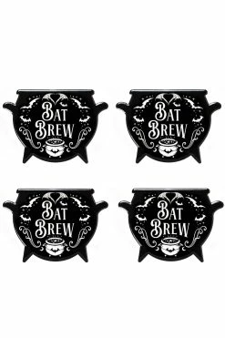 Pacific Giftware Bat Brew Cauldron Coaster Set