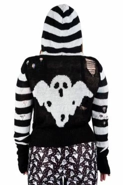 Too Fast Spooky Ghost Zip Up Cardigan Sweater