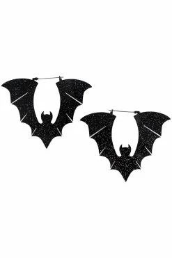Too Fast Black Glitter Halloween Bat Earrings -AKUMU INK shop gfdgdfdfgdgfd