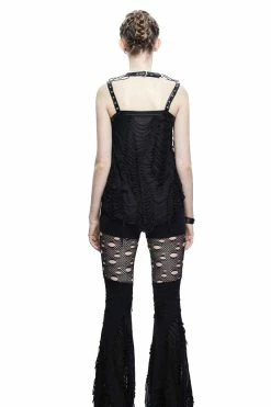DEVIL FASHION Mourn Distressed Fishnet Flared Pants -AKUMU INK shop ghrhtyjt6