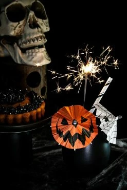 LIVELY GHOSTS Spooky Cocktail Umbrellas [PUMPKIN] -AKUMU INK shop goth wedding decor