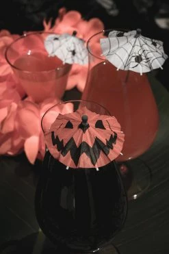 LIVELY GHOSTS Spooky Cocktail Umbrellas [PUMPKIN] -AKUMU INK shop goth wedding inspiration