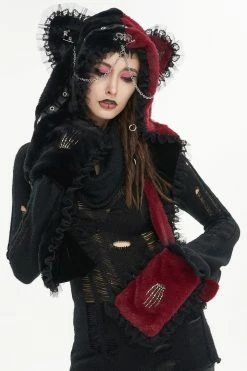 DEVIL FASHION Creepy Cuddles Bear Ear Hat [RED/BLACK]