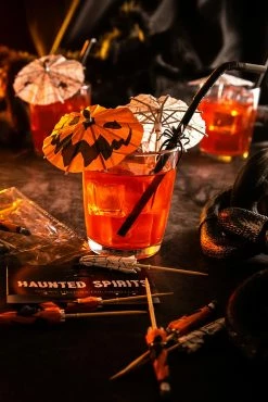 LIVELY GHOSTS Spooky Cocktail Umbrellas [PUMPKIN] -AKUMU INK shop gothic drinks