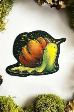 Elissa Marie Creative Goblincore Pumpkin Snail Sticker -AKUMU INK shop gothic fairycore sticker