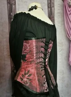 Gallery Serpentine Corsetry Gothic Memento Over Bust Corset, Custom Sized -AKUMU INK shop gothic memento side bakc
