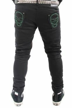 Kreepsville Skeleton Jeans [Unisex] [Green Bone] -AKUMU INK shop green skeleton jeans