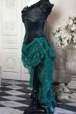 Gallery Serpentine Green Lace Victorian Bustle Skirt -AKUMU INK shop greenlacevictorianbustle2