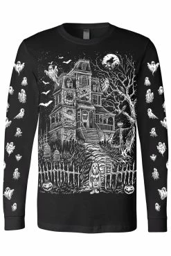 VampireFreaks Haunted Mansion Tee [Multiple Styles Available] -AKUMU INK shop haunted house ghosts longsleeve tshirt resize