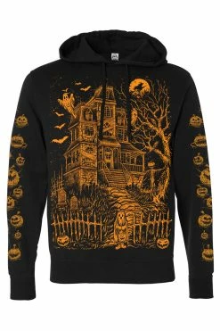 VampireFreaks Haunted Mansion Hoodie [Pumpkin Orange] -AKUMU INK shop hauntedPumpkins Pullover