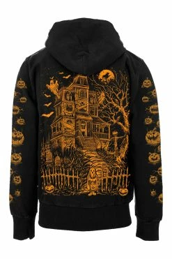 VampireFreaks Haunted Mansion Hoodie [Pumpkin Orange] -AKUMU INK shop hauntedPumpkins ZipperBack