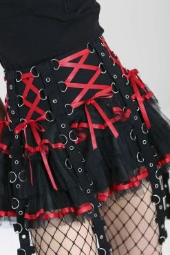 Popsoda Chai Mini Skirt [BLACK/RED] -AKUMU INK shop hlb50150 chai skirt blk red 03 1