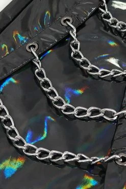 DEVIL FASHION Holographic Hell Leather Pants -AKUMU INK shop holographic pants