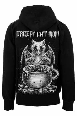 VampireFreaks Conjuring Cat Hoodie [Zipper Or Pullover] -AKUMU INK shop hoodie back cat cauldron txt