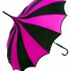 VampireFreaks Batwing Pagoda Umbrella [BLACK/HOT PINK STRIPED] -AKUMU INK shop hot pink umbrella
