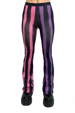 VampireFreaks Pastel Goth Striped Flares [PINK/PURPLE] -AKUMU INK shop kawaii gothic pants