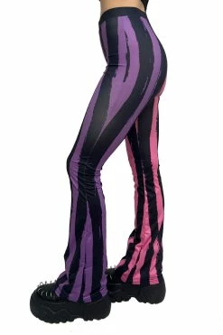 VampireFreaks Pastel Goth Striped Flares [PINK/PURPLE] -AKUMU INK shop kawaii leggings