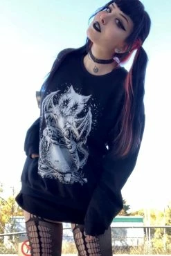 VampireFreaks Conjuring Cat Sweatshirt -AKUMU INK shop kitty93. lilghostxgirl